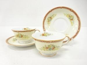 Noritake　ノリタケ　フラワー　ティーカップ＆ソーサーペア　洋食器